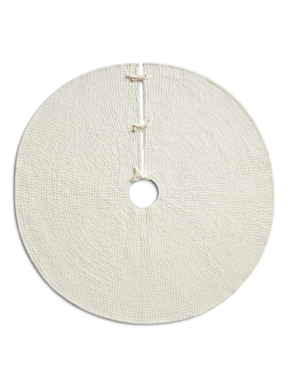 Pottery Barn Channel Quilted Velvet Tree Skirt Ivory 60” NWT